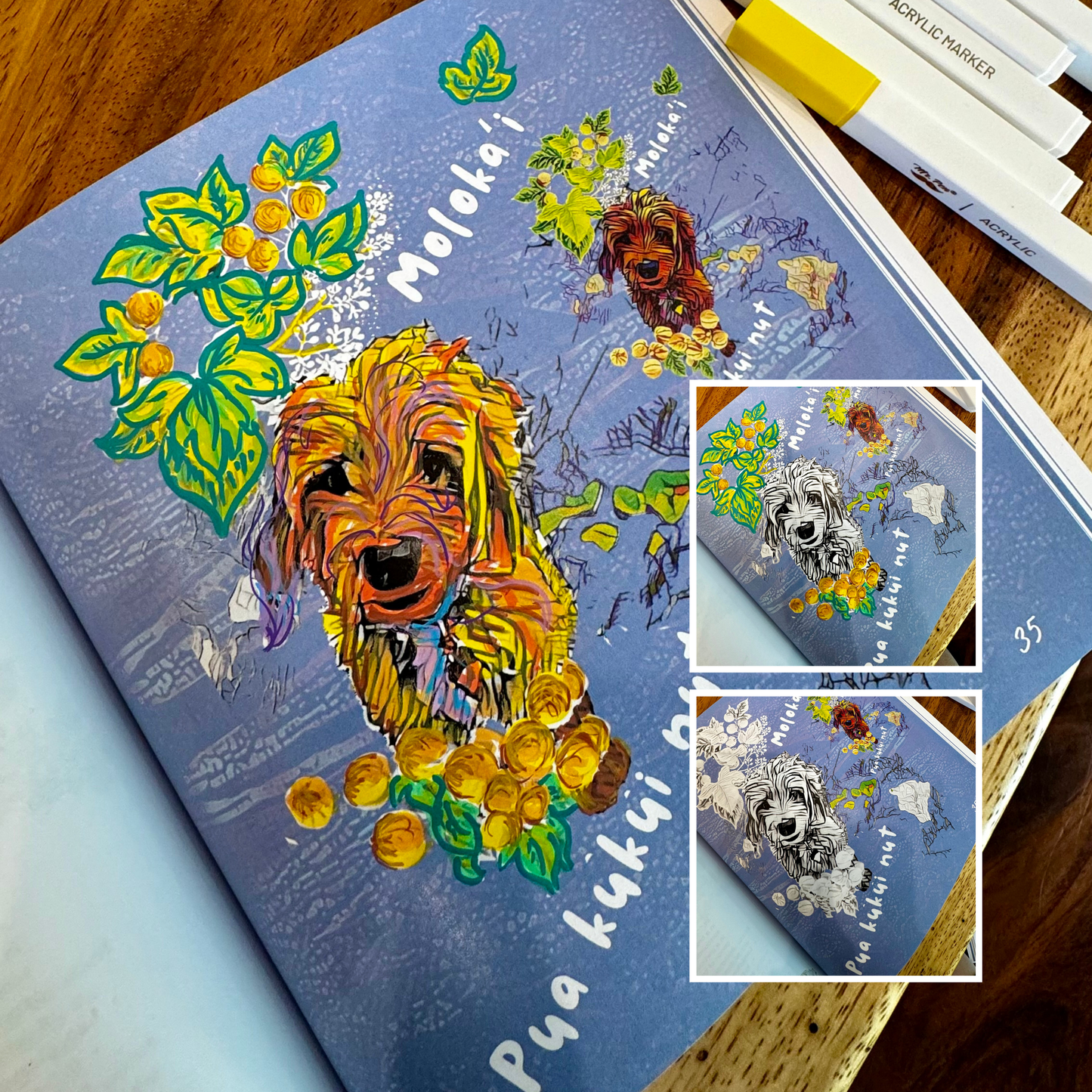 Sit. Stay. Aloha! Book + Acrylic Coloring Pen Set