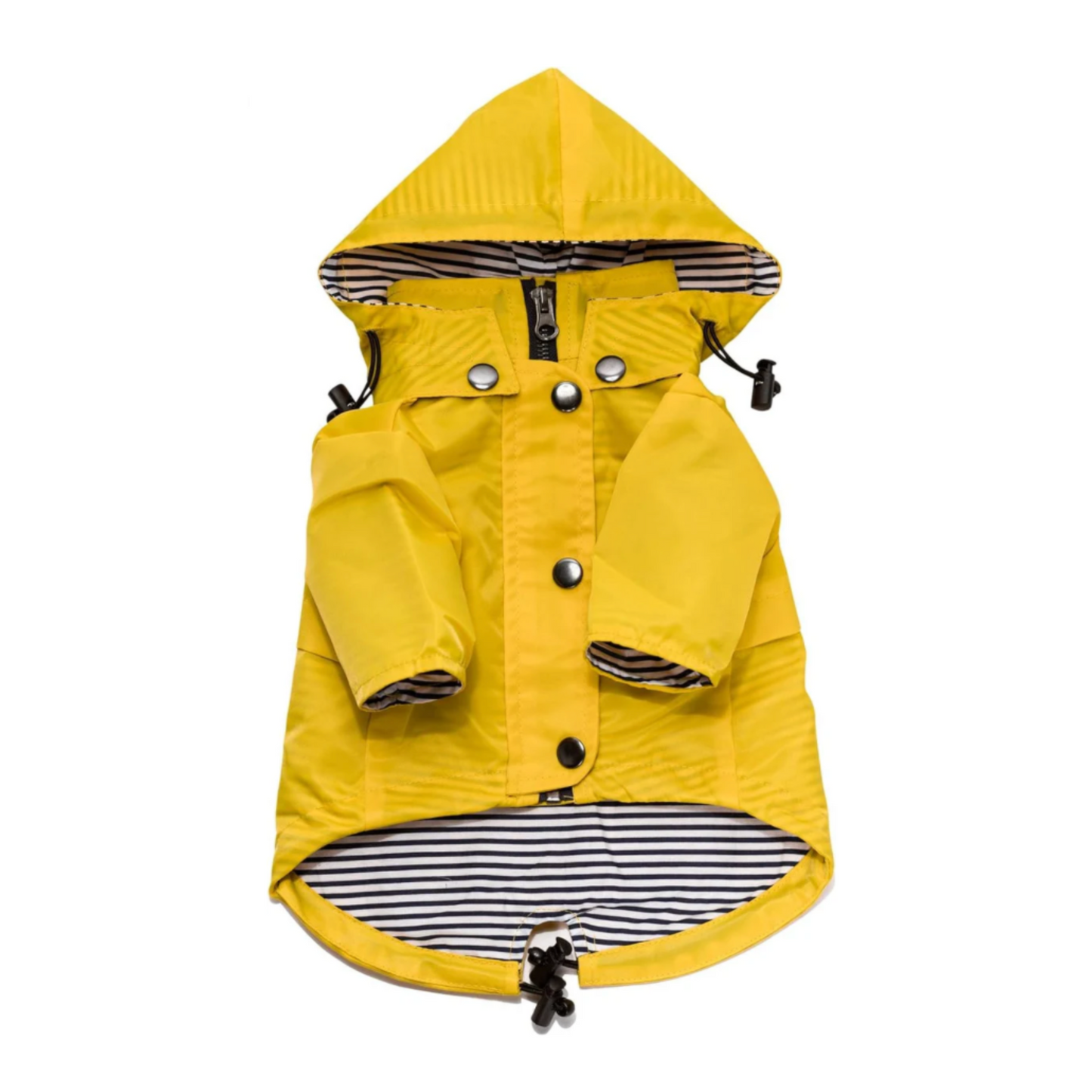 Zip up Dog Raincoats with Reflective Buttons, Pockets, Rain/Water Resistant, Adjustable Drawstring, & Removable Hood - XXS to XXL - Stylish Premium Dog Raincoats (Yellow, Medium)